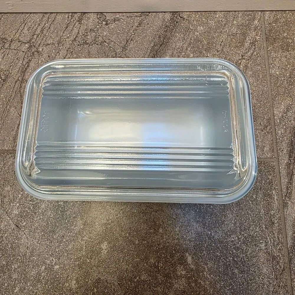 Vintage Pyrex Refrigerator Dish Primary Blue 502-B with Ribbed Lid 502-C